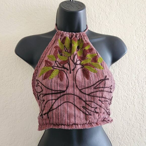 Lakhays Tree of Life Y2K Embroidered Crop Top - Picture 2 of 9